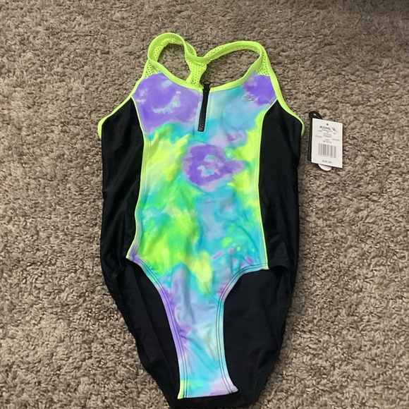 ZeroXposur Kids One-Piece Swimsuit - Lime, Purple, Black - Picture 1 of 4